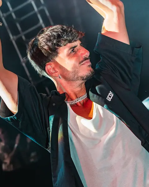 Wade up close, in a hoodie, in the booth. Sunblast, Tenerife, May 2024. Photo for Esther Bronchal (DJ).